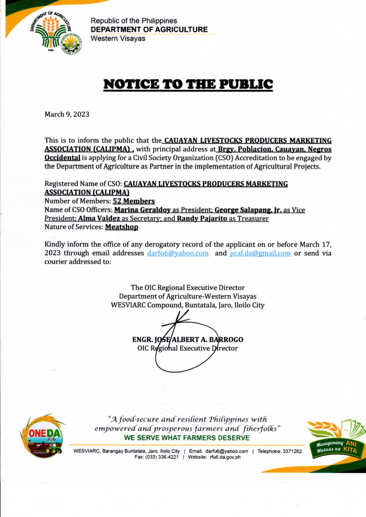 Cauyan Livestock Producers Marketing Association (CALIPMA)