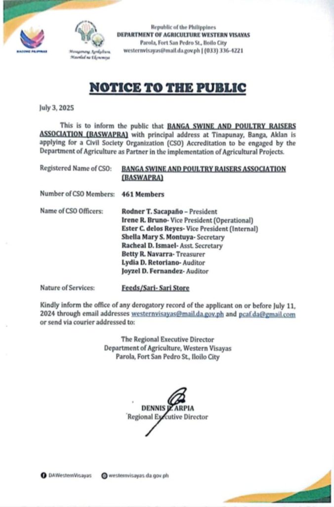 BANGA SWINE AND POULTRY RAISERS ASSOCIATION